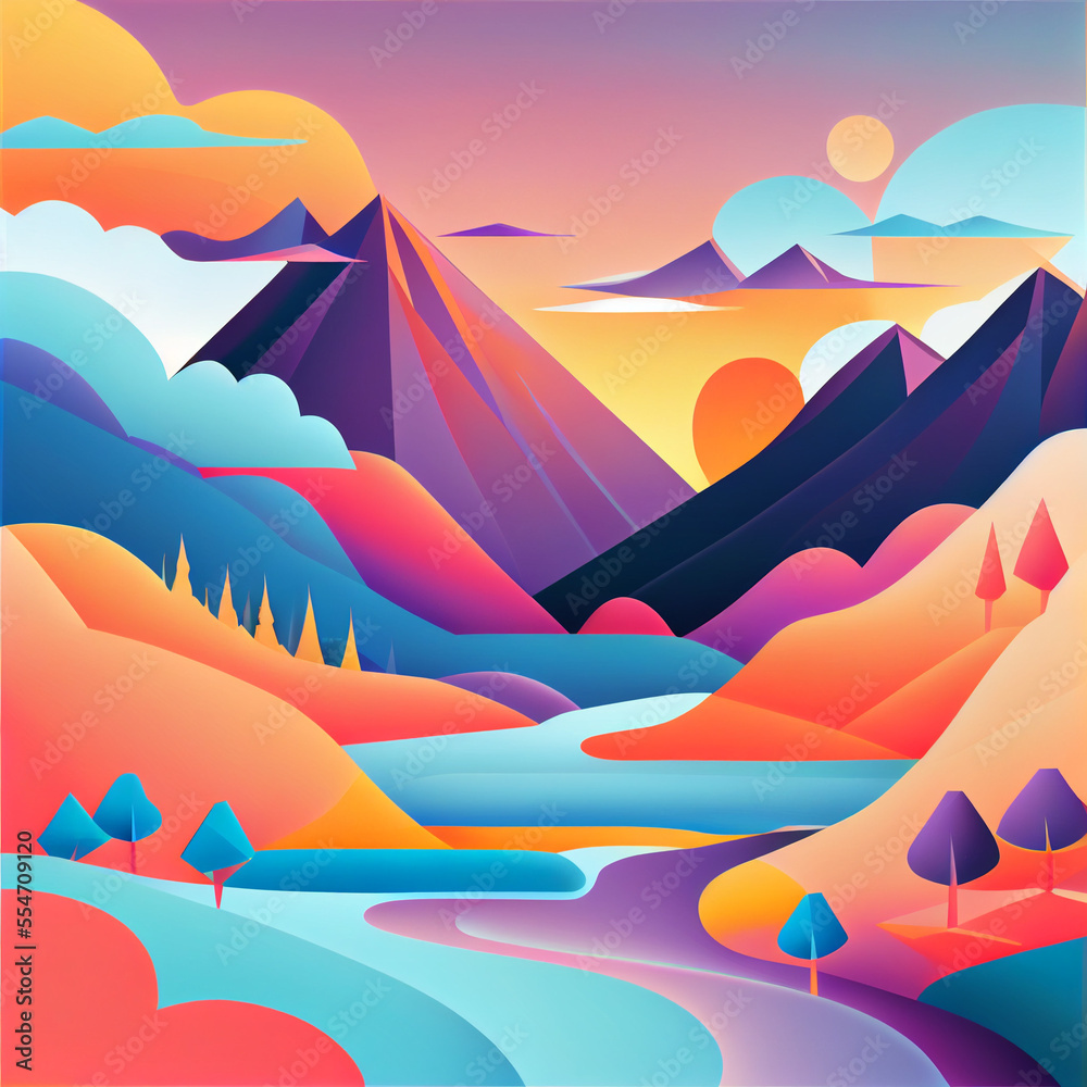 Landscape with smooth colors Landscape with smooth colors