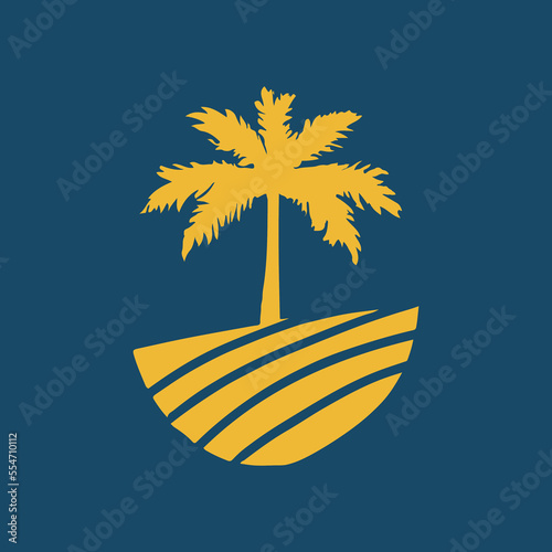 Flat Style Tree Banana Logo Design. Tree Banana fruit logo design template. Vector.