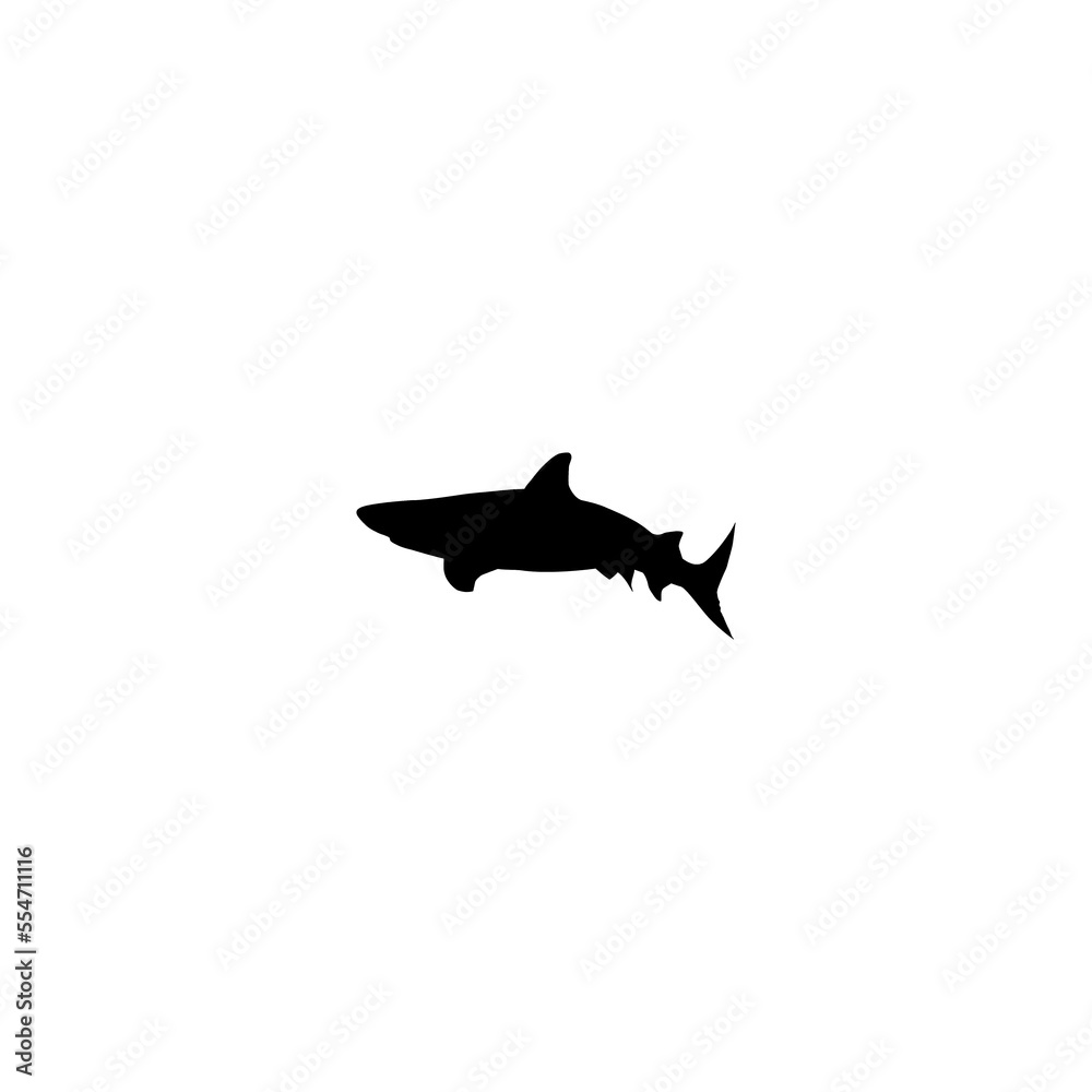 Fototapeta premium Shark icon. Simple style sea travel agency poster background symbol. Shark brand logo design element. Shark t-shirt printing. vector for sticker.
