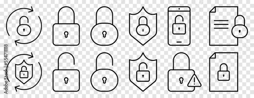 Lock icon set. Vector illustration isolated on transparent background