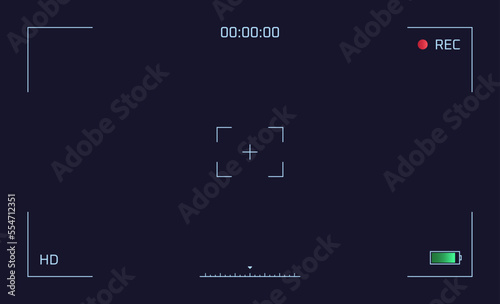 Dslr frame. Recording screen of camera video surveillance or photography, cctv security view overlay overlay, rec videography black frame viewfinder display ui vector illustration