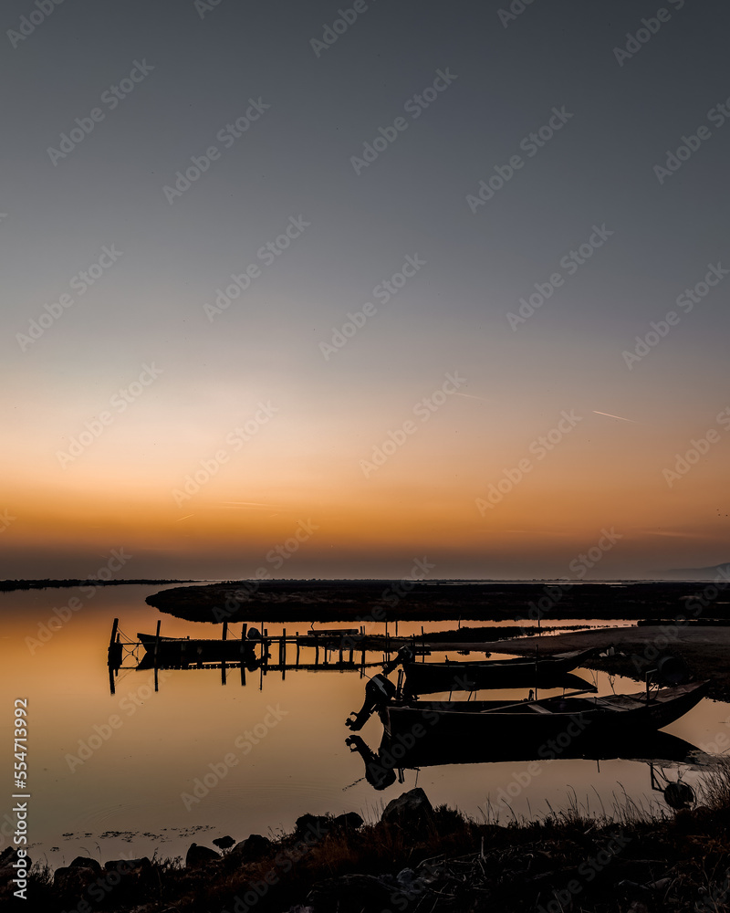 Night sunset on Evros Delta National Park Greece Thrace