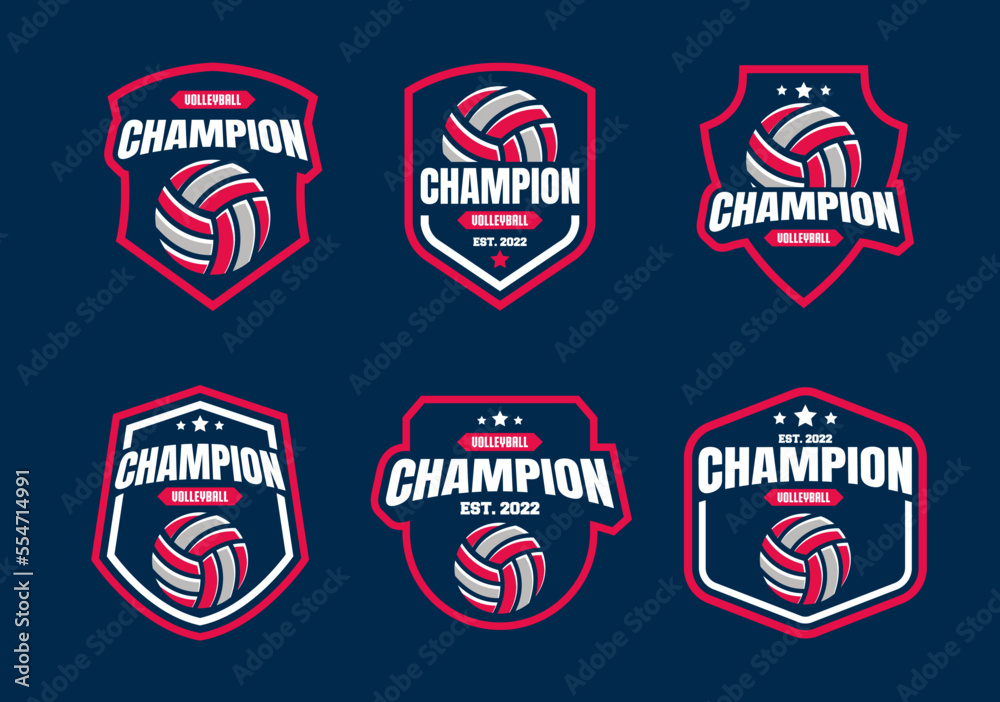 Volleyball logo, emblem collections, designs templates. Set of Volleyball logos