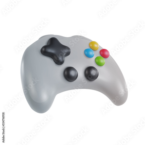 3d realistic game controller in minimal funny cartoon style. Modern design element on white background. Vector illustration or icon gamepad.