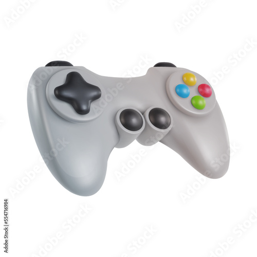 3d realistic game controller in minimal funny cartoon style. Modern design element on white background. Vector illustration or icon gamepad.