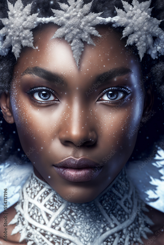 Portrait of a Beautiful Ice Queen. Computer generated image. 