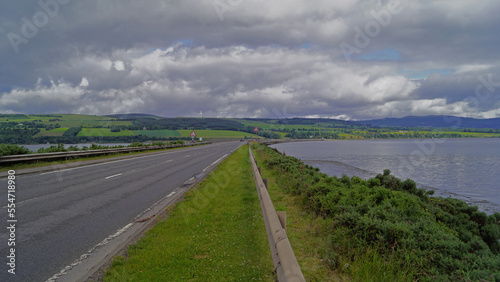 Landscape around the Cromarty Bridge in Scotland photo