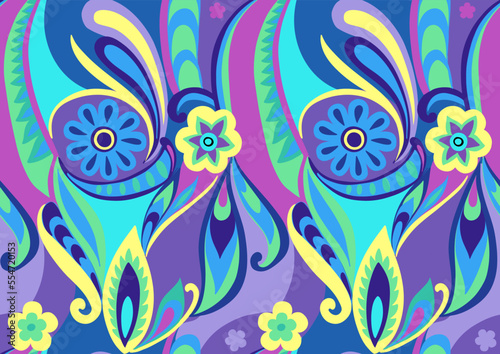 Bright psychedelic seamless pattern. Acid colors. 