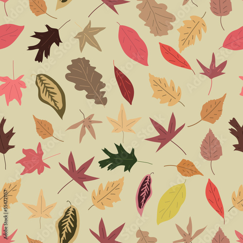 Simple Abstract hand drawn and doodle leaves print Autumn Botanical Nature contemporary modern trendy vector seamless pattern