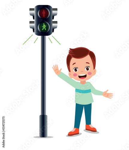 traffic pedestrian light and cute boy