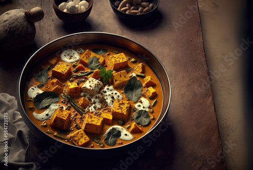 illustration of Indian dish Shahi Paneer photo