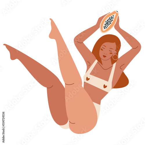 Women period. Love your body. Intimate hygiene. Loving yourself concept. Trendy vector cartoon flat illustration.