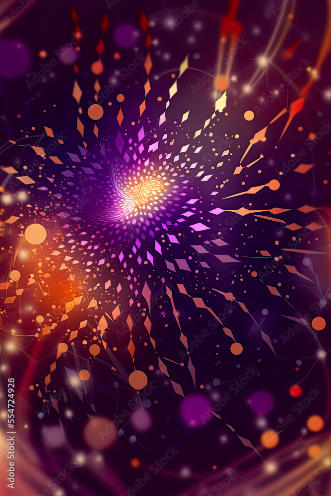 Fototapeta premium Colorful background mit elements and motion, purple, orange, pink, lights, illustration, digital