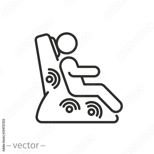 massage chair icon, electrical masseur, treatment muscles back and legs, thin line symbol on white background - editable stroke vector illustration photo