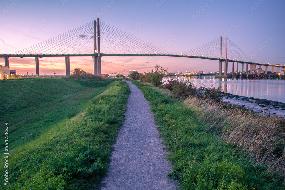 Path leading to Queen Elizabeth II (QE2) Bridge, Greenhithe, Dartford.