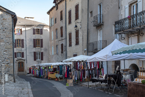 Market in a village in the south of France in Florac © sissoupitch