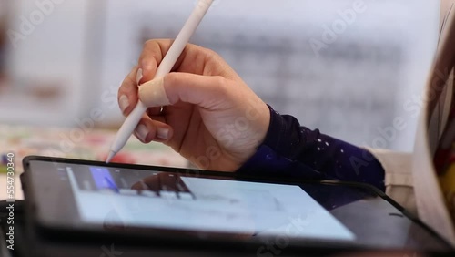artist painting on a tablet with a brush