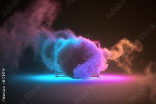 Abstract Shapes and Smoke UV Light Modenr Composition Background