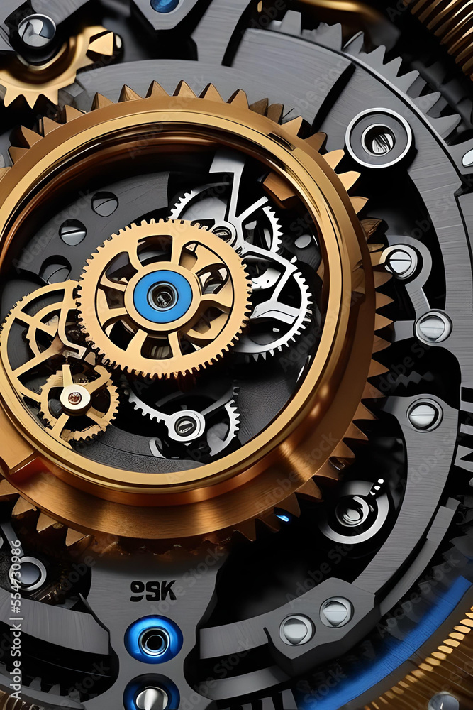 gears and cogs mechanism clock, wallpaper for smartphone