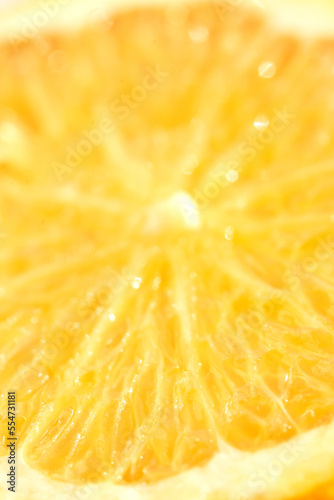 Summer coral orange slice. Citrus food diet. Fruit round juicy concept. Modern sweet cut photography. Bright color. Sunny piece creative design. Tropical vegetables. Summer vibe. Close view