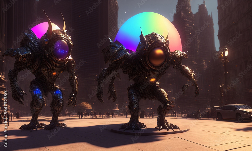 Fototapeta premium Alien city scenes wallpapers .Generative AI. 