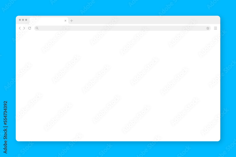Blank web browser window with tab, toolbar and search field. Modern website, internet page in flat style. Browser mockup for computer, tablet and smartphone. Vector illustration Blank web browser window with tab, toolbar and search field. Modern website, internet page in flat style. Browser mockup for computer, tablet and smartphone. Vector illustration