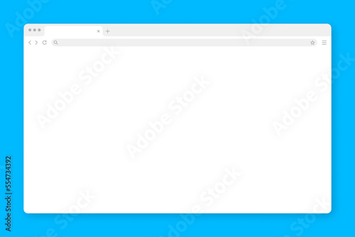 Blank web browser window with tab, toolbar and search field. Modern website, internet page in flat style. Browser mockup for computer, tablet and smartphone. Vector illustration