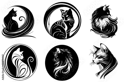 Vector cats, hand drawn, low points