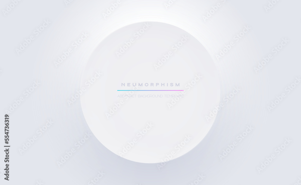 White Minimal Neumorphism Style Vector Banner. Abstract Background with Circle. Neumorphic UI UX Interface Design White Minimal Neumorphism Style Vector Banner. Abstract Background with Circle. Neumorphic UI UX Interface Design