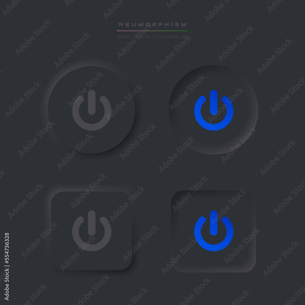 Power icon in neumorphism style. Power on off buttons. Black User ...