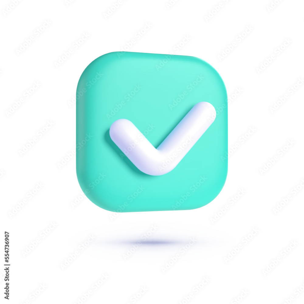 3d check mark for web background design. Check mark 3d. 3d button on white backdrop. Isolated vector illustration 3d check mark for web background design. Check mark 3d. 3d button on white backdrop. Isolated vector illustration