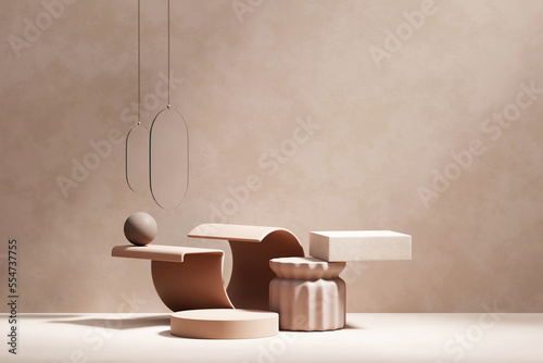 Fototapeta Naklejka Na Ścianę i Meble -  Abstract Minimal Modern Podium Platform For Product Display Showcase 3D Rendering