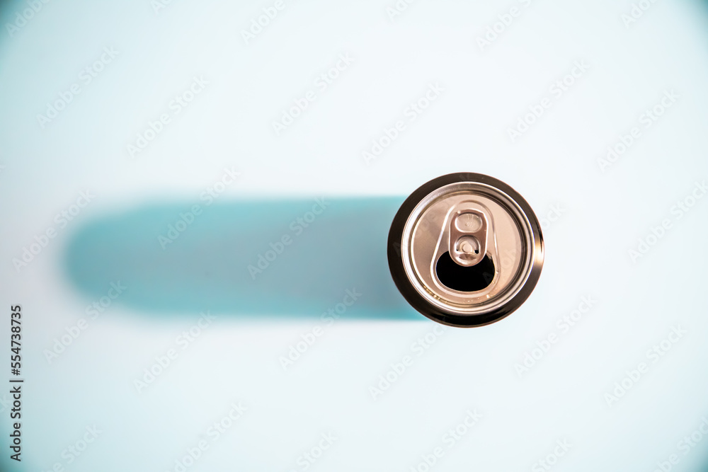Top view of opened can of soda Top view of opened can of soda