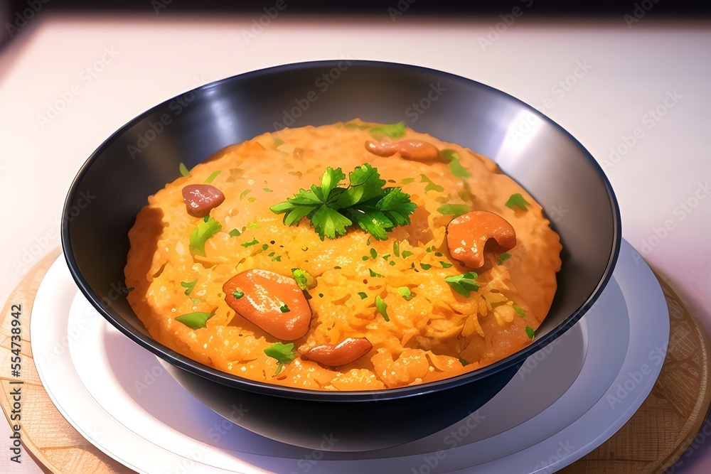 Delicious Indian Biryani Asian Food In Anime Style Digital Painting Illustration