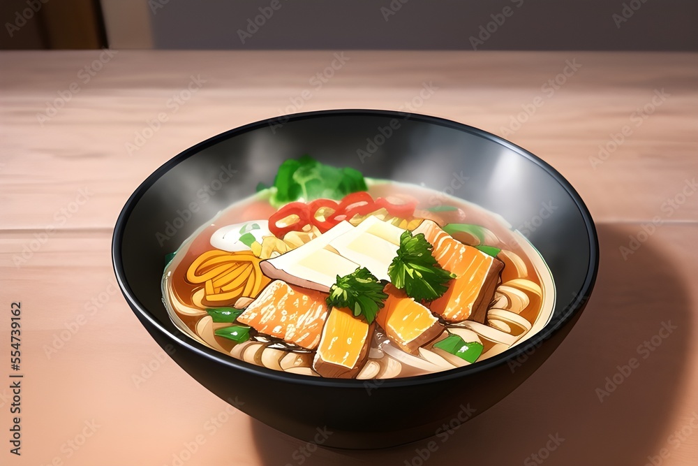 Delicious Japanese Ramen Asian Food In Anime Style Digital Painting Illustration Delicious Japanese Ramen Asian Food In Anime Style Digital Painting Illustration