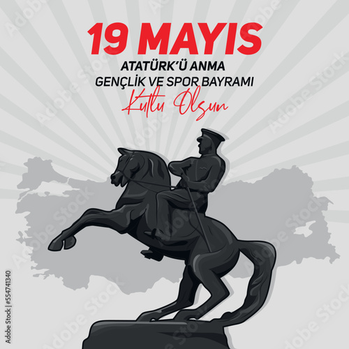 19 may mustafa kemal ataturk silhoutte on the horse social media design photo