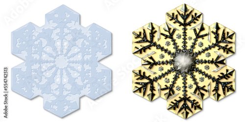 Set of snowflakes on a transparent background - digital illustration.