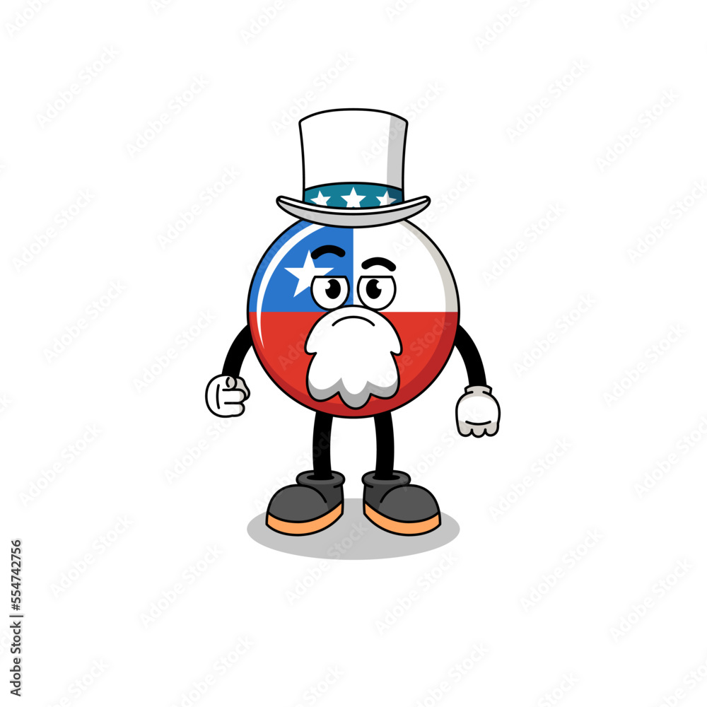 Illustration of chile flag cartoon watering the plant Illustration of chile flag cartoon watering the plant