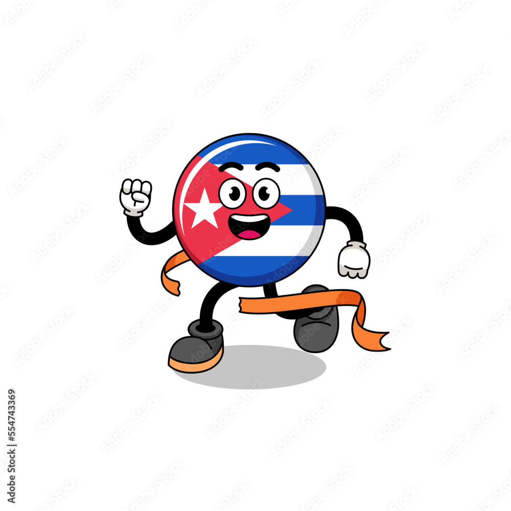 Mascot cartoon of cuba flag running on finish line Mascot cartoon of cuba flag running on finish line