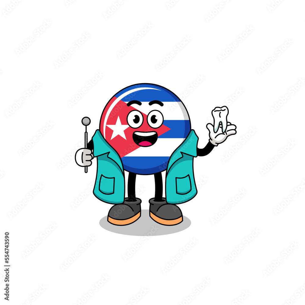 Illustration of cuba flag mascot as a dentist Illustration of cuba flag mascot as a dentist