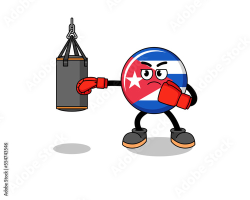 Illustration of cuba flag boxer