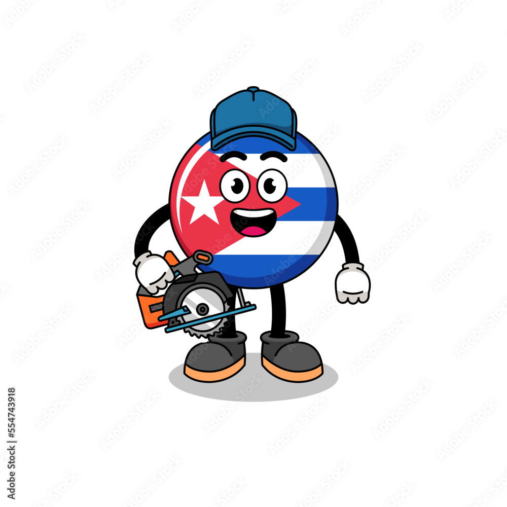 Cartoon Illustration of cuba flag as a woodworker Cartoon Illustration of cuba flag as a woodworker
