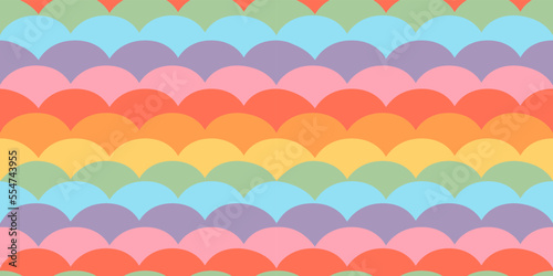 Diverse colorful rainbow seamless pattern illustration. Multi color abstract texture in funny doodle style. Cute children background design.