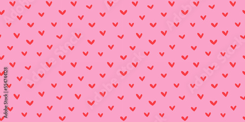 Red love heart seamless pattern illustration. Cute romantic background print. Valentine's day backdrop texture, romantic wedding design.