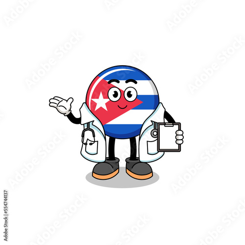 Cartoon mascot of cuba flag doctor