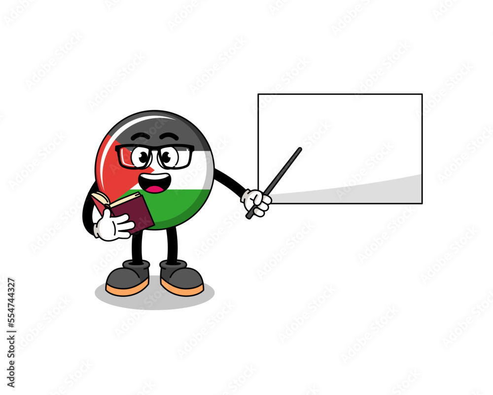 Mascot cartoon of palestine flag teacher