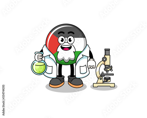 Mascot of palestine flag as a scientist