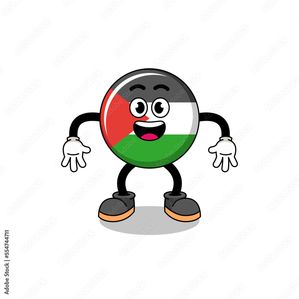 palestine flag cartoon with surprised gesture