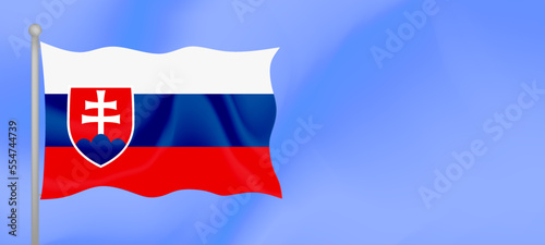 Canvas Print Flag of Slovakia waving against the blue sky