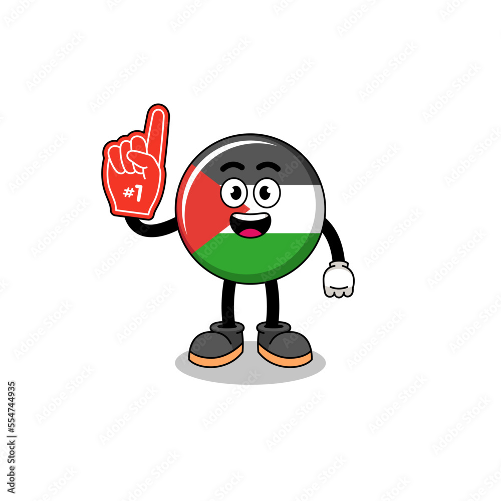 Cartoon mascot of palestine flag number 1 fans
